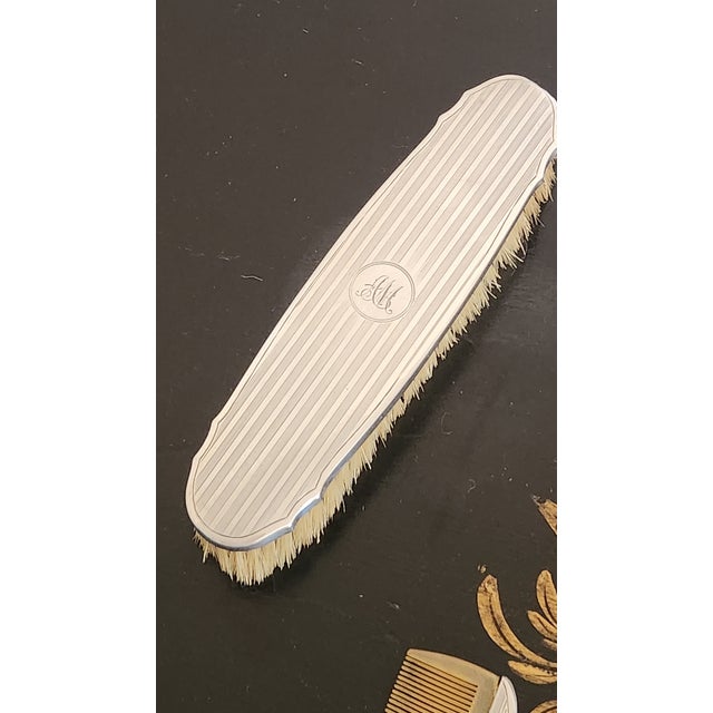 English Art Deco Sterling Silver Grooming Trio by William Neale, Birmingham 1927 For Sale - Image 9 of 18