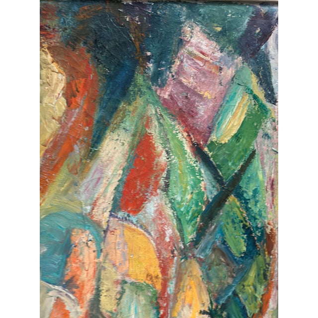 Original Danish Oil on Canvas – “Abstract Composition” by Unknown Artist – Unsigned – Vintage & Framed – 73 × 63 cm (28.7"...