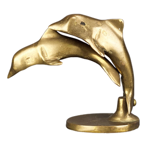 Vintage Solid Brass Dolphin Figurine