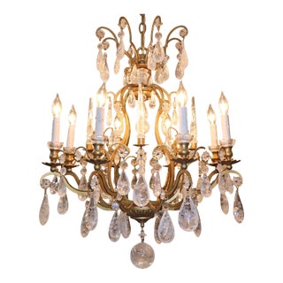 Schonbek Versailles French Louis XV Style Rock Crystal Gold 8 Light Chandelier For Sale