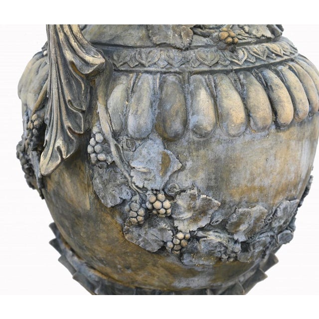 Stone Classical English Amphora Stone Garden Vases, Set of 2 For Sale - Image 7 of 18