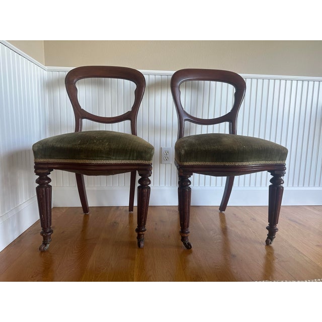 Wood Pair of Early 20th Century Victorian Balloon Back Chairs For Sale - Image 7 of 7