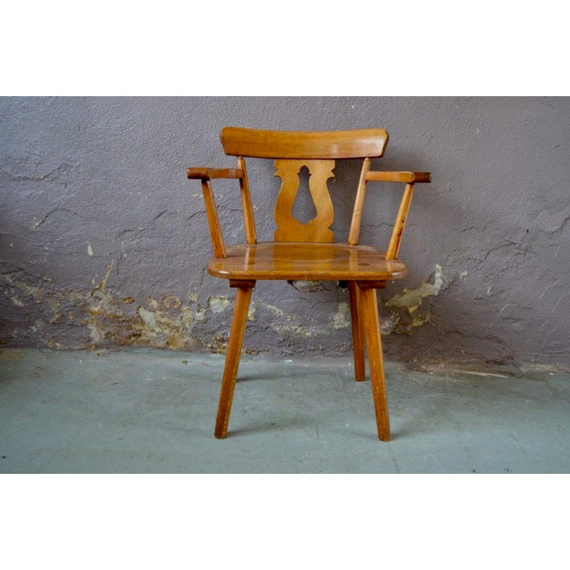 Brutalist Folk Armchair in Wood For Sale - Image 3 of 15