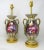 An Exceptionally Fine Pair of English Staffordshire Porcelain Mantle Vases now converted to electric Table Lamps of medium...