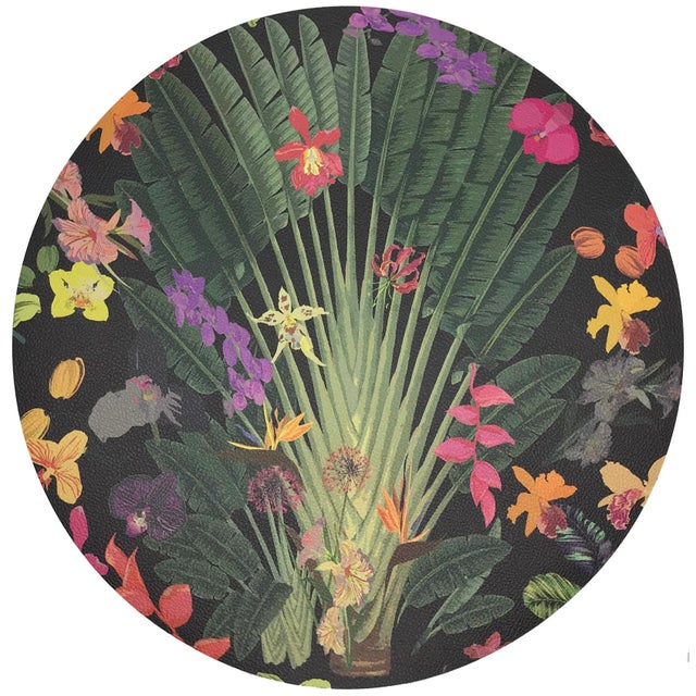 Modern Nicolette Mayer Fantasy Tropical Black 16" Round Pebble Placemats, Set of 4 For Sale - Image 3 of 3