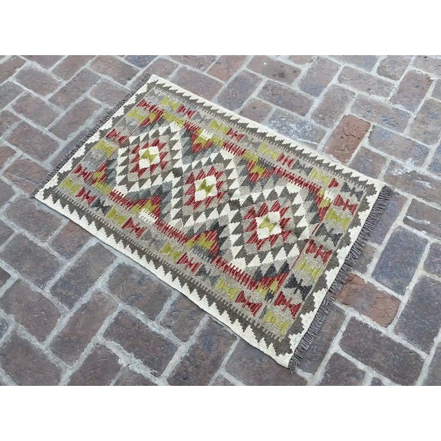 Tribal Navaho Tribal Kilim Hand-Woven Wool Rug 2.7' X 3.9' For Sale - Image 3 of 8