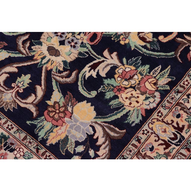 Shabby Chic Art Nouveau 1990's Pak-Persian Blue/Ivory Wool Rug - 3'2'' X 5'0'' For Sale - Image 3 of 9