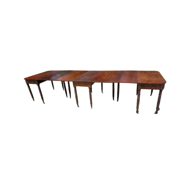 For your consideration is this Grand Federal / Hepplewhite Ribbon Mahogany Three-Part Dining Table dating from the early...