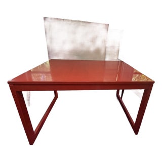 Vintage Dining Table With Extender Leaf Circa 1970s After Baughmann Style For Sale