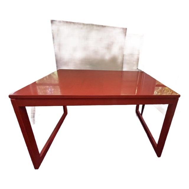 Vintage Dining Table With Extender Leaf Circa 1970s After Baughmann Style For Sale