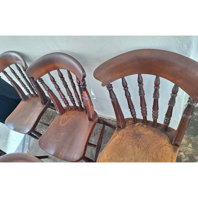 Wood Antique Farmhouse Dining Chairs in Oak, Befos, Set of 6 For Sale - Image 7 of 9