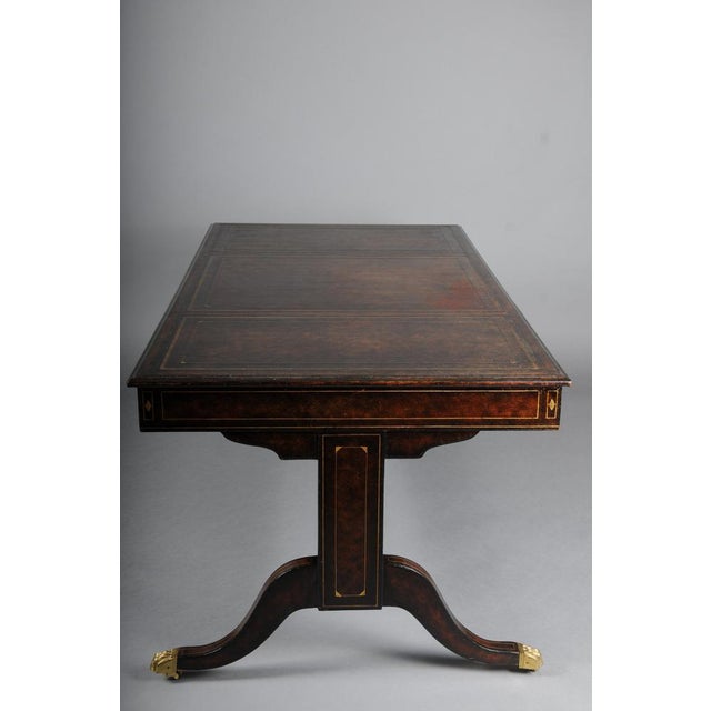 English Full-Leather Partner Desk For Sale - Image 11 of 18