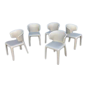 Set of 5 Cassina Hola Leather Chairs designed by Hannes Wettstein