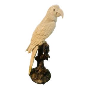 Vintage Tropical Statue Ceramic Parrot Bird