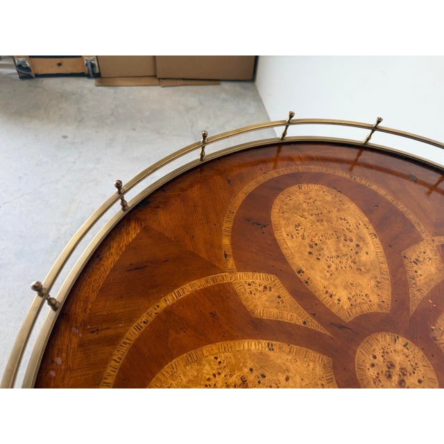 Brown Vintage Theodore Alexander Regency Style Two Tier Accent Table With Brass For Sale - Image 8 of 12