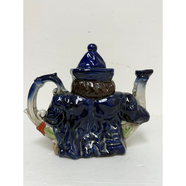 Late 20th Century Vintage Staffordshire Style Majolica Toby Parliament Judge Teapot For Sale - Image 5 of 12