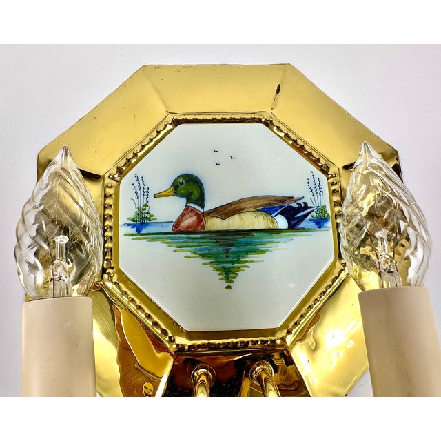 Gilt Brass and Porcelain Wall Lamps, Set of 2 For Sale - Image 5 of 10