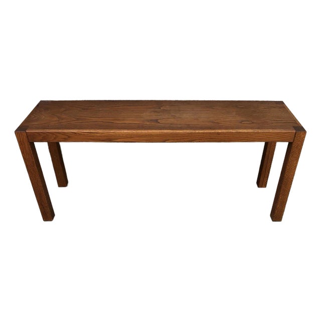 Vintage Solid Oak Parsons Style Console Table For Sale