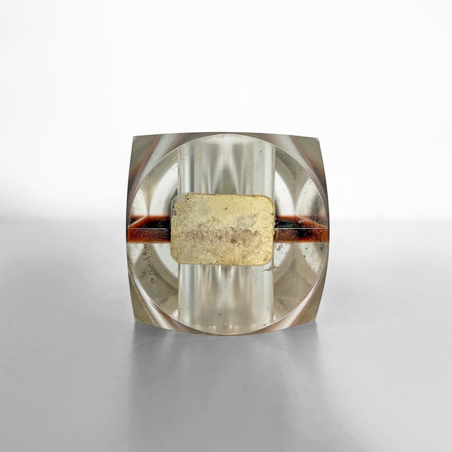 Orange Italian Acrylic glass and Chrome-Plated Steel Table Lighter, 1970s For Sale - Image 8 of 13