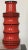 Large red West German vase with horizontal black stripes. The piece is vintage dating to the early 1950s. It maintains its...