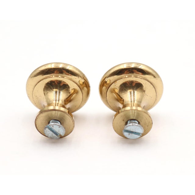 Pair of Classic 0.875 In. Brass Cabinet Drawer Knobs For Sale - Image 4 of 4