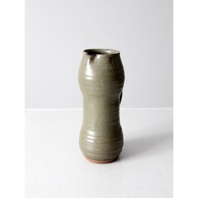 Vintage Studio Pottery Tall Pitcher Vase For Sale - Image 6 of 13