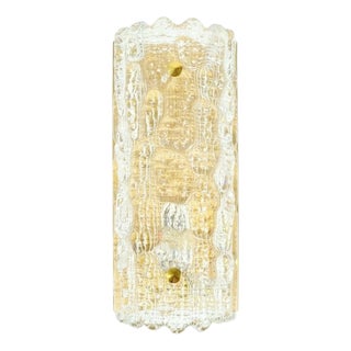 Mid-Century Modern Scandinavian Glass and Brass Sconce by Carl Fagerlund for Orrefors, Sweden, 1960s For Sale