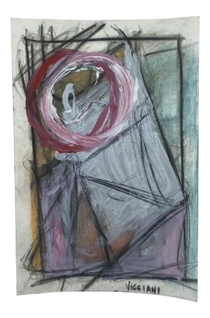 Late 20th Century Charcoal Abstract Drawing Signed Viggiani