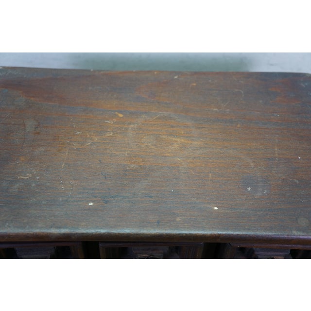 Vintage Oak Geometric Brutalist Jewelry Trinket Keepsake Chest Box 12" For Sale - Image 17 of 17