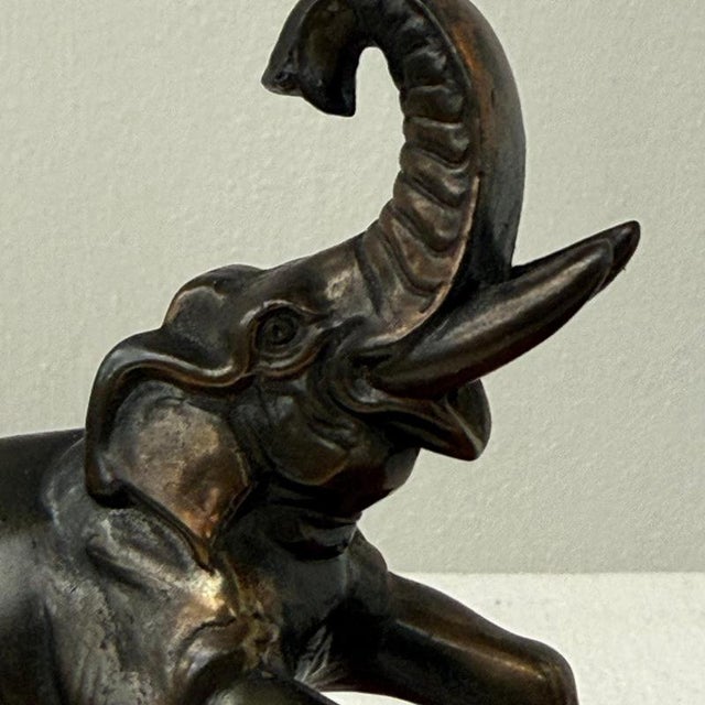 Art Deco Elephant Table Lamp with Red Marble Base, 1930 For Sale - Image 6 of 9