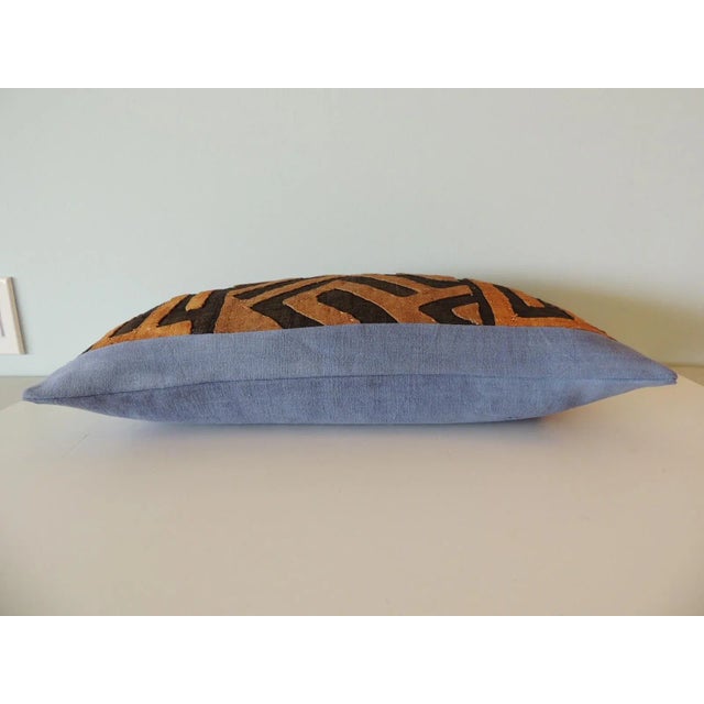 Vintage Kuba Tan and Brown Handwoven African Bolster Decorative Pillow #3 For Sale - Image 4 of 8
