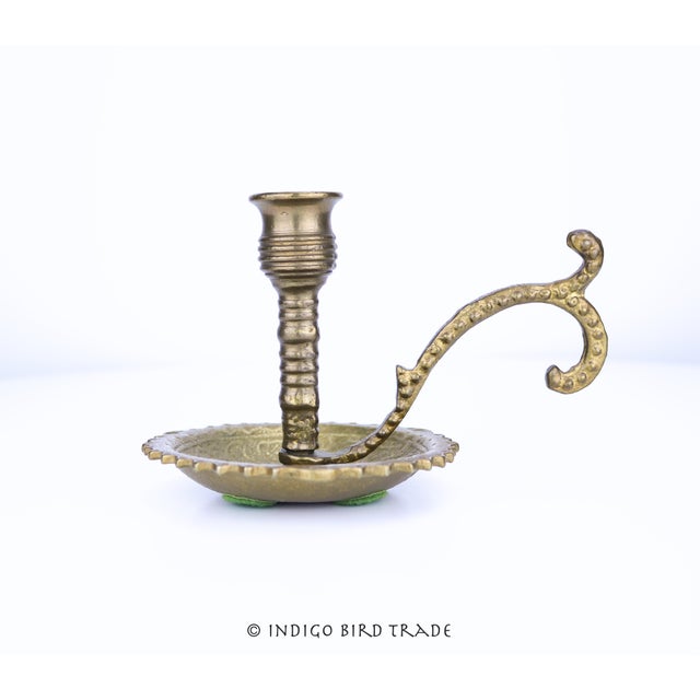 Antique Solid Brass Arabian Candlestick with Handle This stunning candle holder is made from solid brass and features...