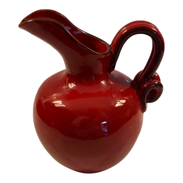 1970s Small Red Italian Ceramic Pitcher For Sale