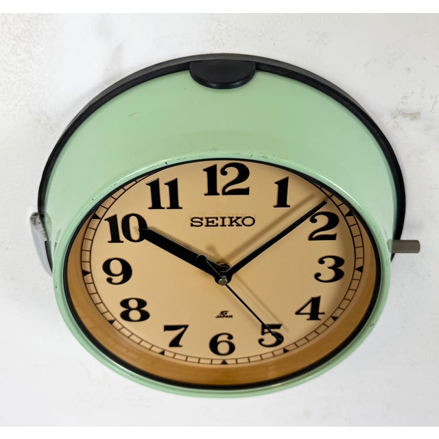 Vintage Green Ships Wall Clock from Seiko, 1970s For Sale - Image 4 of 18