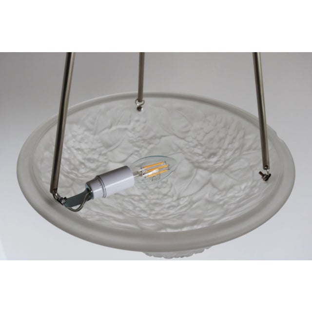 Vintage Art Deco French Pendant Light in Glass, 1920 For Sale - Image 9 of 14