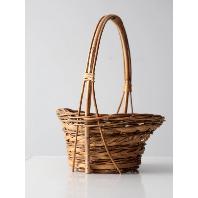 Vintage Woven Handle Basket For Sale - Image 6 of 11