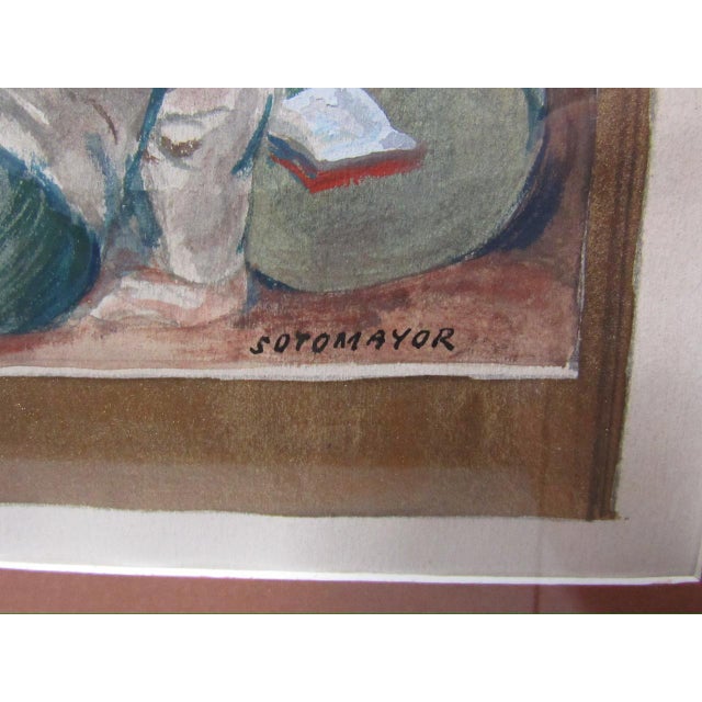 Framed Watercolor “Mater Amabilis” Signed Sotomayor. For Sale - Image 4 of 15