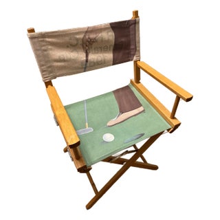 1970s Wooden Golf Directors Chair For Sale