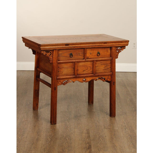 High Quality Antique Late 19th Century Hardwood Console Table or Sideboard with Dovetailed Drawers and Floral Carved Apron