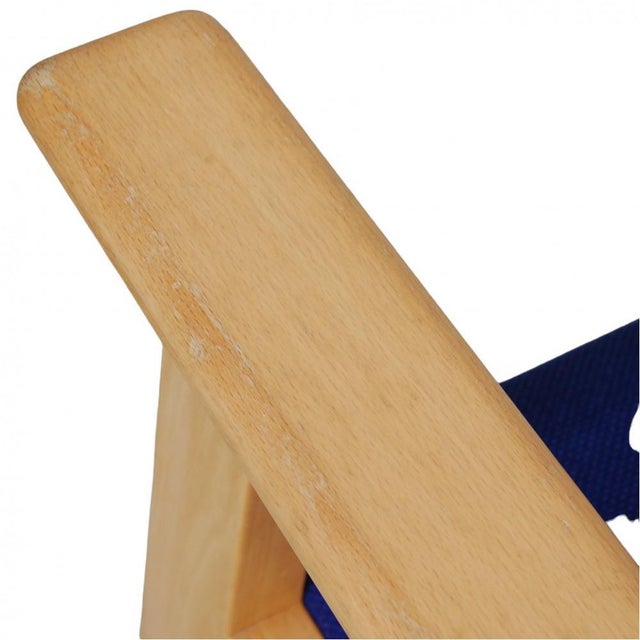 Set of GE284 Chair with Ottoman in Blue Fabric by Hans Wegner, 2000s For Sale - Image 11 of 18