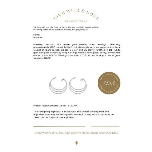 Metal Messika Diamond 18k White Gold Gatsby Hoop Earrings, A Pair For Sale - Image 7 of 7