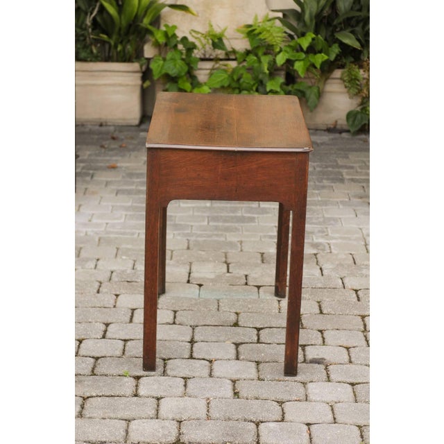 English 1780s Georgian Oak Side Table with Marlborough Legs and Chinoiserie For Sale - Image 11 of 11