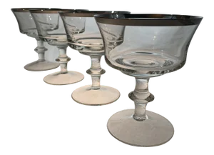 Vintage Gorham Platinum Rim Cavalier Champagne Coupes - Set of 4