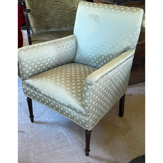 Regency Deep Seated Howard and Sons Style Library Arm Chair For Sale - Image 4 of 10