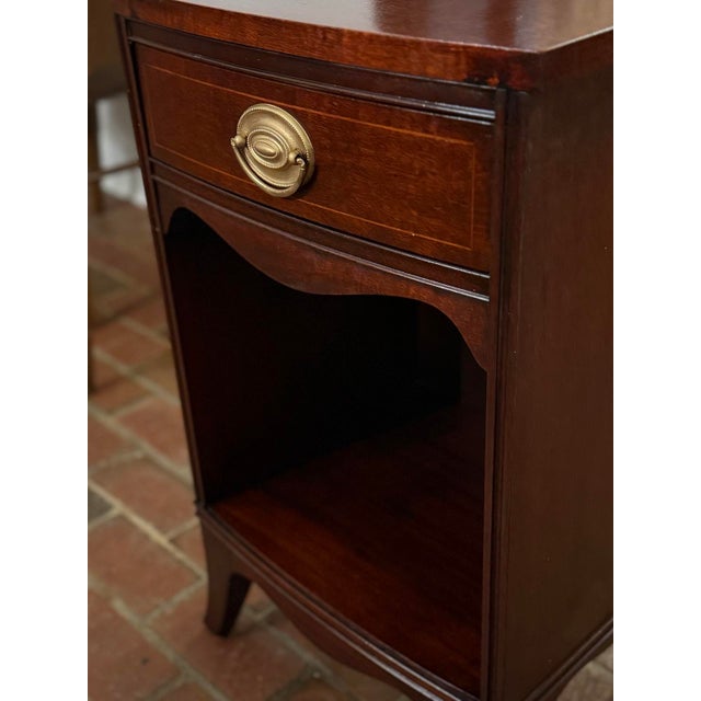 Drexel Heritage Restored Vintage Drexel Genuine Mahogany Nightstand With Brass Hardware For Sale - Image 4 of 12