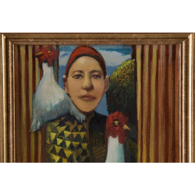 James Feehan "Chicken Keep" Oil & Wax on Canvas Painting For Sale - Image 4 of 7