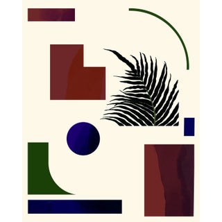 Geometric Art With Botanical Print in Jewel Tones For Sale