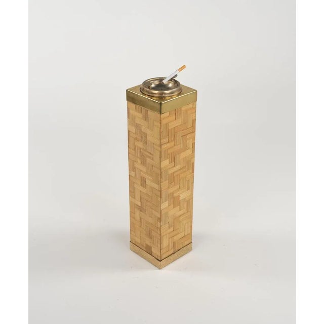 1970s Mid-Century Floor Ashtray in Bamboo and Brass, Italy, 1970s For Sale - Image 5 of 13