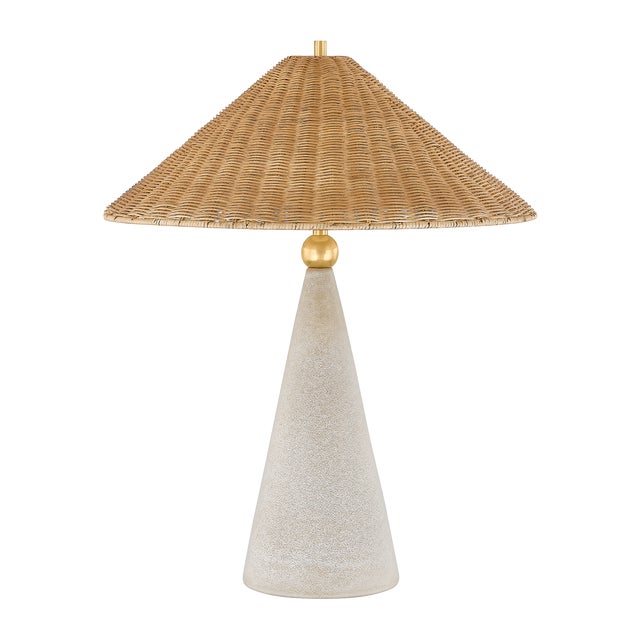 Mitzi Mitzi Perilla 22 in. 1 Light Table Lamp in Aged Brass and Ceramic Windswept White Finish For Sale - Image 4 of 4