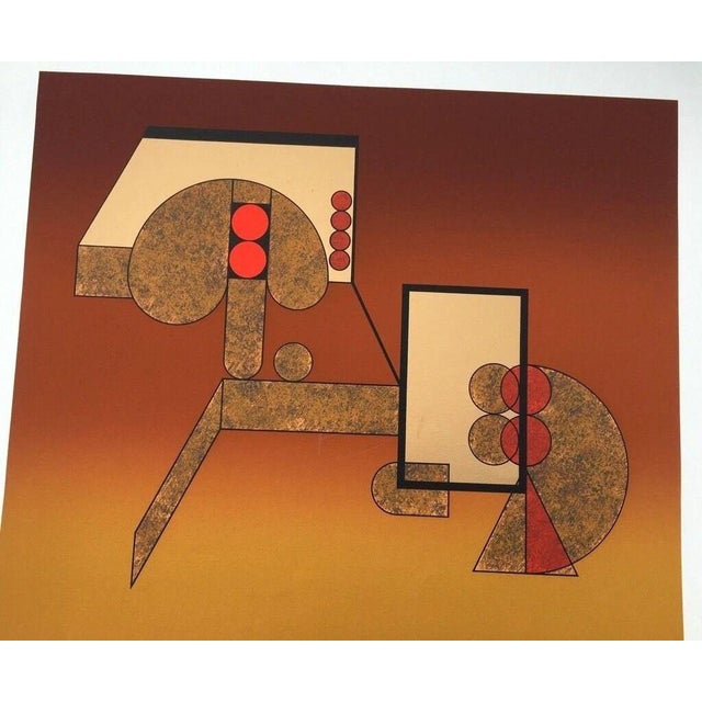Felguérez Barra Manuel, Abstraction Gold Embossing 32/50 Forms, 1970s, Lithograph For Sale - Image 3 of 13